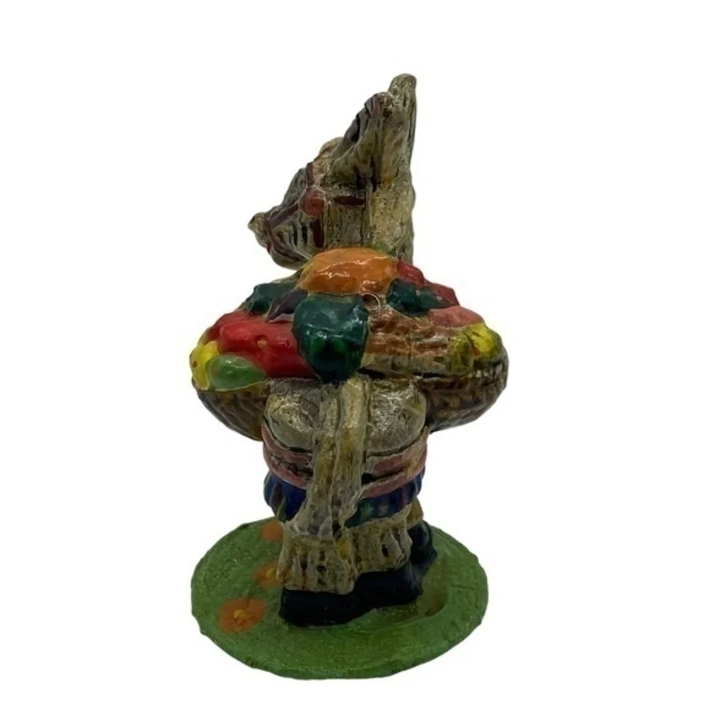Vintage Greek Donkey Carrying Fruit Ceramic Figurine
